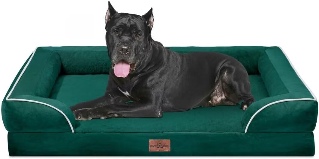 Comfort Expression Orthopedic Dog Bed for Extra Large Dogs 42x30 Inch, Waterproof Egg Crate Foam XL Pet Bed with Removable Bolsters, Dog Couch with Washable Cover & Non-Slip Bottom, Grey