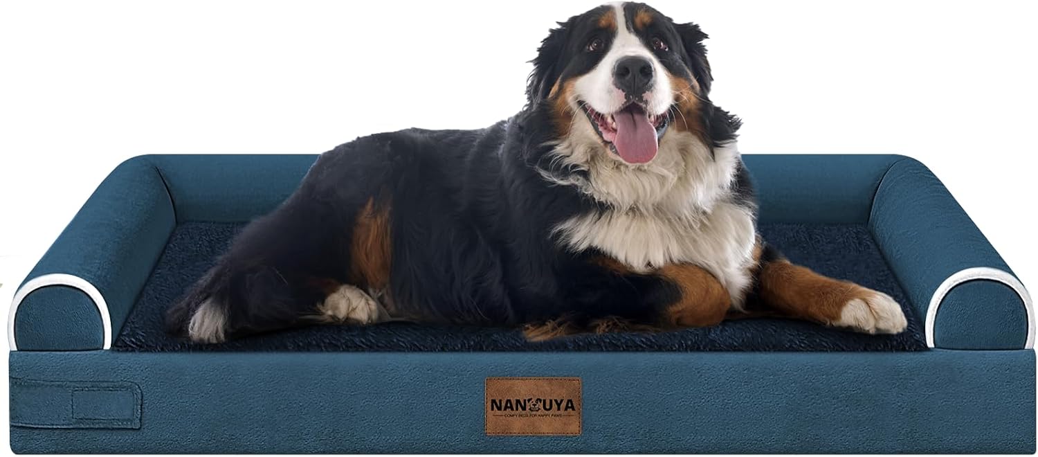 Large Dog Bed Orthopedic Washable: Beds Bolster XL Bed Large Big Dogs Memory Foam Couch Sofa Waterproof with Removable Cover