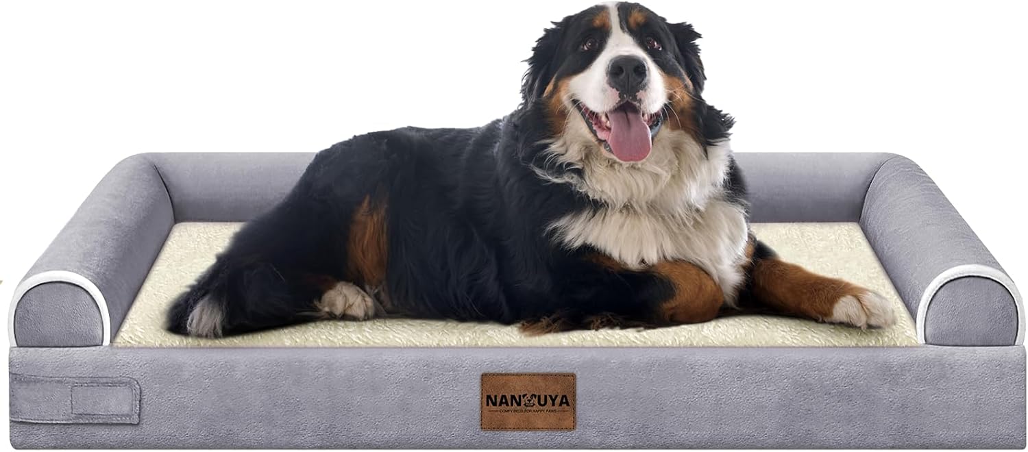 Large Dog Bed Orthopedic Washable: Beds Bolster XL Bed Large Big Dogs Memory Foam Couch Sofa Waterproof with Removable Cover