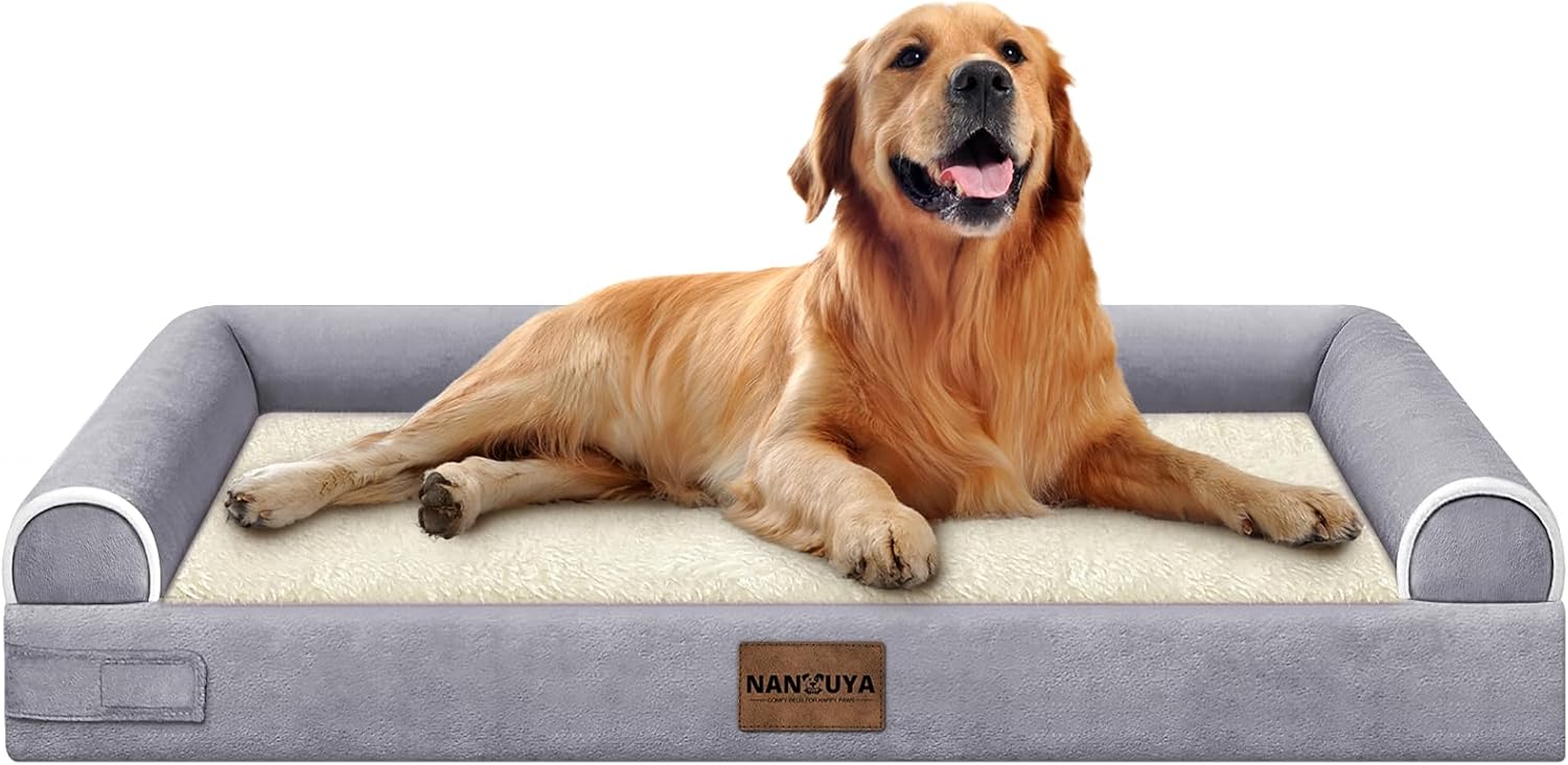 Large Dog Bed Orthopedic Washable: Beds Bolster XL Bed Large Big Dogs Memory Foam Couch Sofa Waterproof with Removable Cover