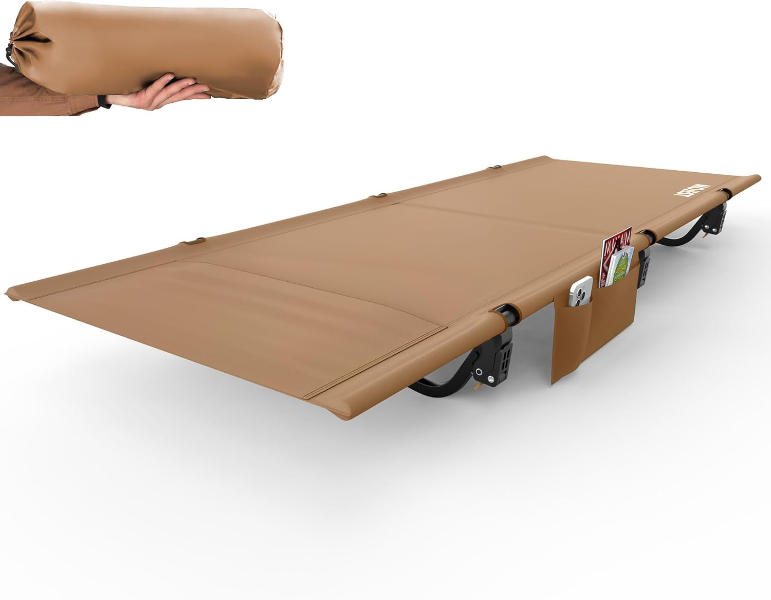 Ultralight Camping Cot for Adults - Portable Folding Camping Bed, Supports 350 lbs - Lightweight for Travel, Camping, Hiking, Backpacking, Mountaineering, Black