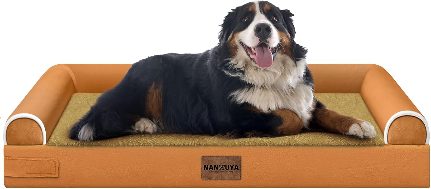 Large Dog Bed Orthopedic Washable: Beds Bolster XL Bed Large Big Dogs Memory Foam Couch Sofa Waterproof with Removable Cover