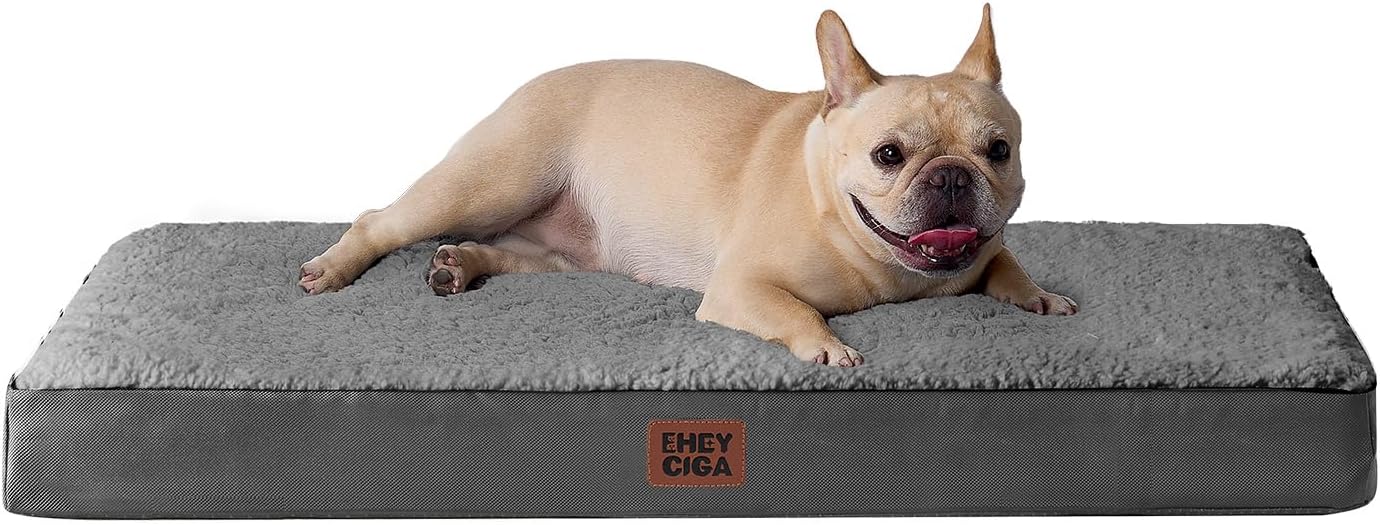 EHEYCIGA Orthopedic XL Dog Beds for Extra Large Dogs with Removable Washable Cover for Crate, Grey, 41x27