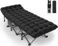 ZENPETIO Camping Cot for Adults, Heavy-Duty Portable Cot Bed with Mattress, Foldable Padded Sleeping Cots for Camping Travel Tent Day Bed Outdoor & Home Guest, Max Load 500 LBS, 75x28x15”