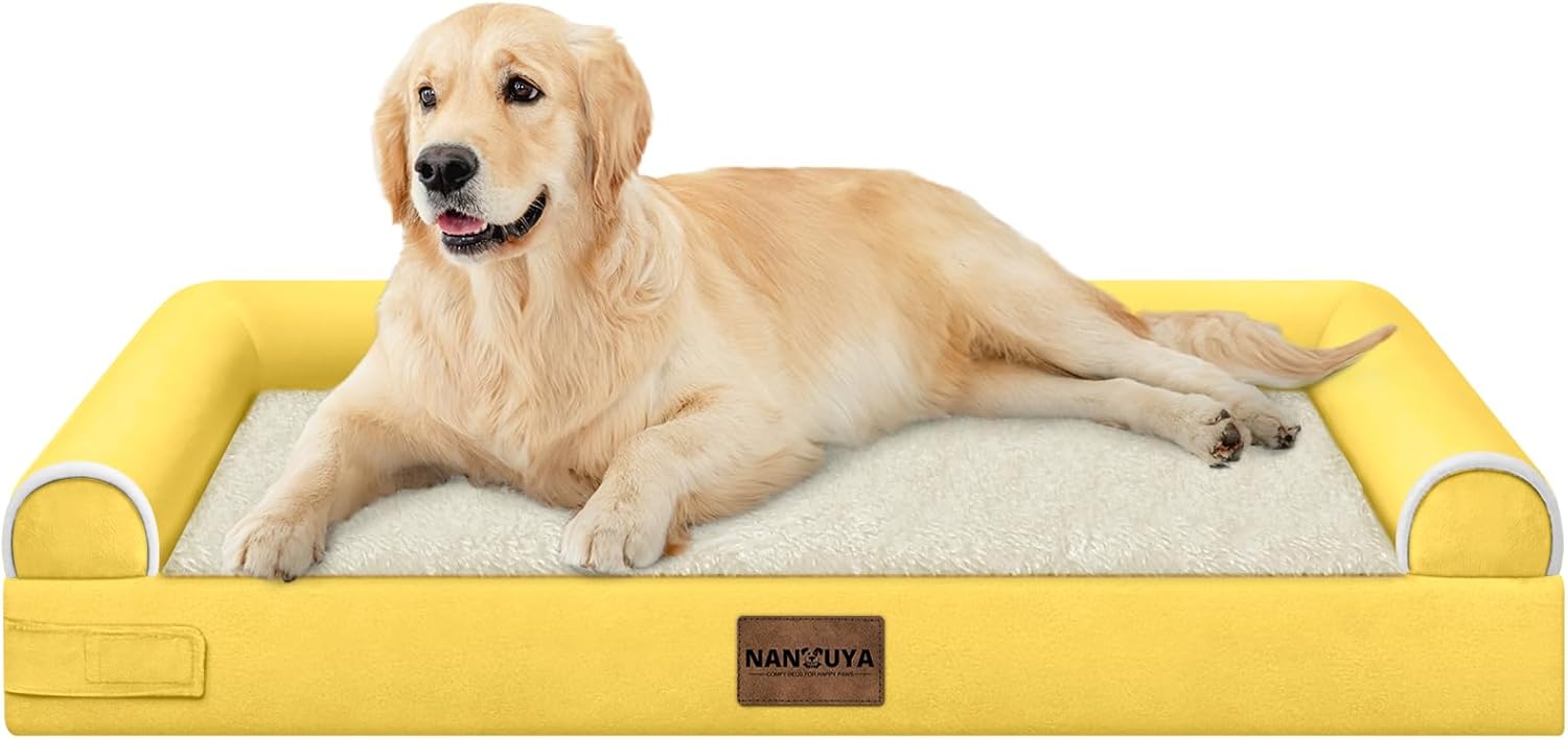 Large Dog Bed Orthopedic Washable: Beds Bolster XL Bed Large Big Dogs Memory Foam Couch Sofa Waterproof with Removable Cover