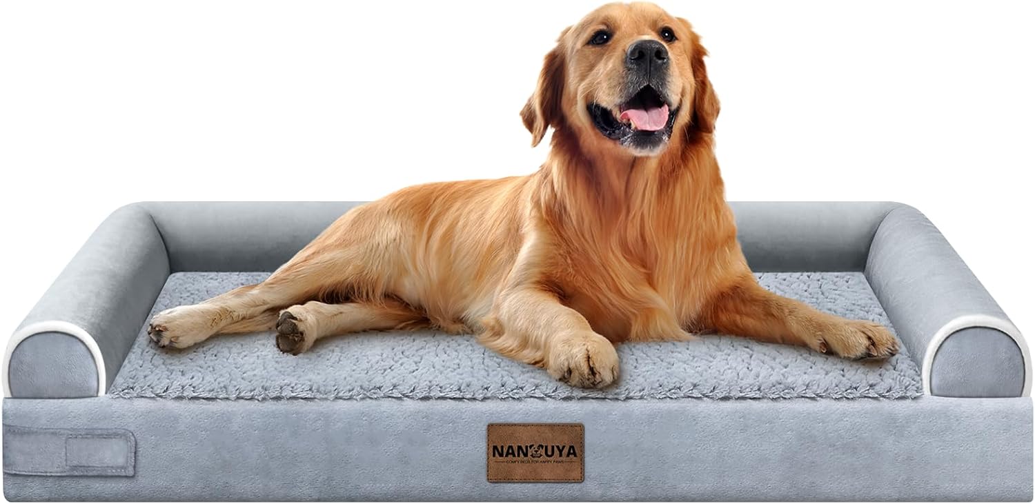 Large Dog Bed Orthopedic Washable: Beds Bolster XL Bed Large Big Dogs Memory Foam Couch Sofa Waterproof with Removable Cover