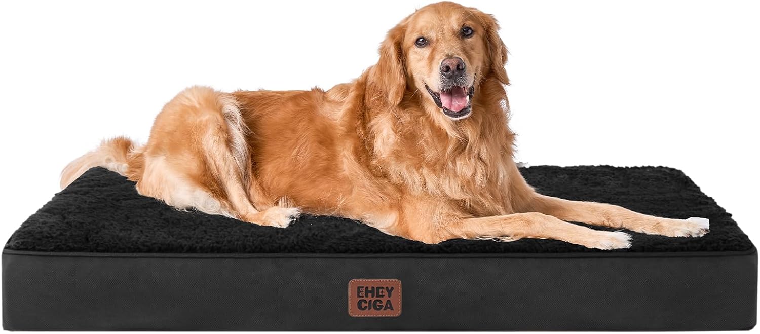 EHEYCIGA Orthopedic XL Dog Beds for Extra Large Dogs with Removable Washable Cover for Crate, Grey, 41x27