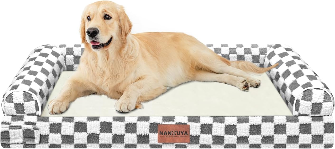Large Dog Bed Orthopedic Washable: Beds Bolster XL Bed Large Big Dogs Memory Foam Couch Sofa Waterproof with Removable Cover
