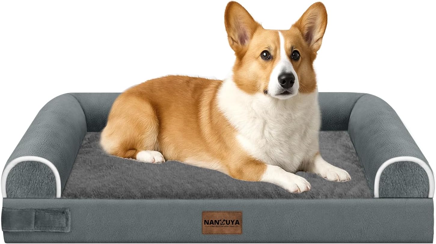 Large Dog Bed Orthopedic Washable: Beds Bolster XL Bed Large Big Dogs Memory Foam Couch Sofa Waterproof with Removable Cover