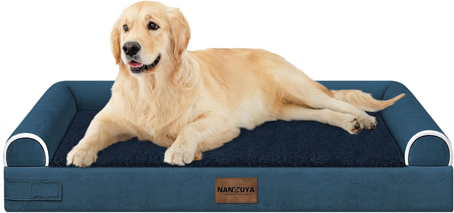 Large Dog Bed Orthopedic Washable: Beds Bolster XL Bed Large Big Dogs Memory Foam Couch Sofa Waterproof with Removable Cover