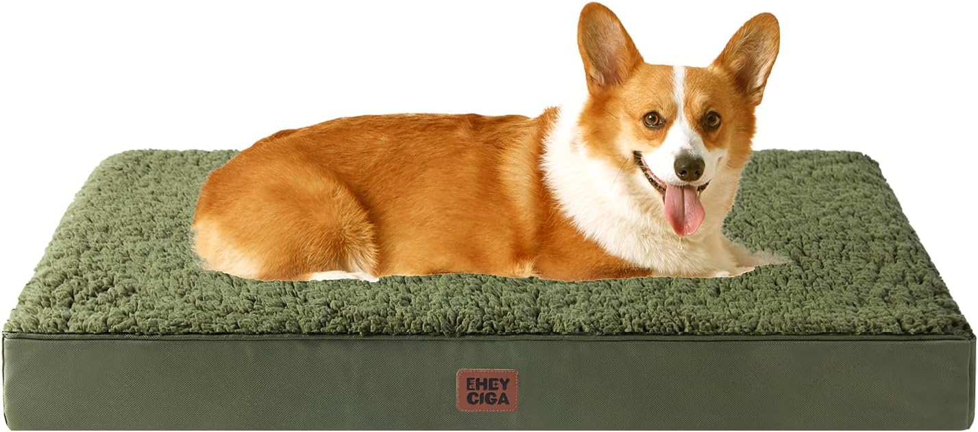 EHEYCIGA Orthopedic XL Dog Beds for Extra Large Dogs with Removable Washable Cover for Crate, Grey, 41x27