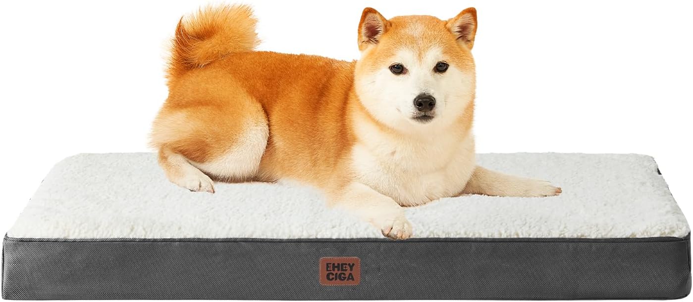 EHEYCIGA Orthopedic XL Dog Beds for Extra Large Dogs with Removable Washable Cover for Crate, Grey, 41x27