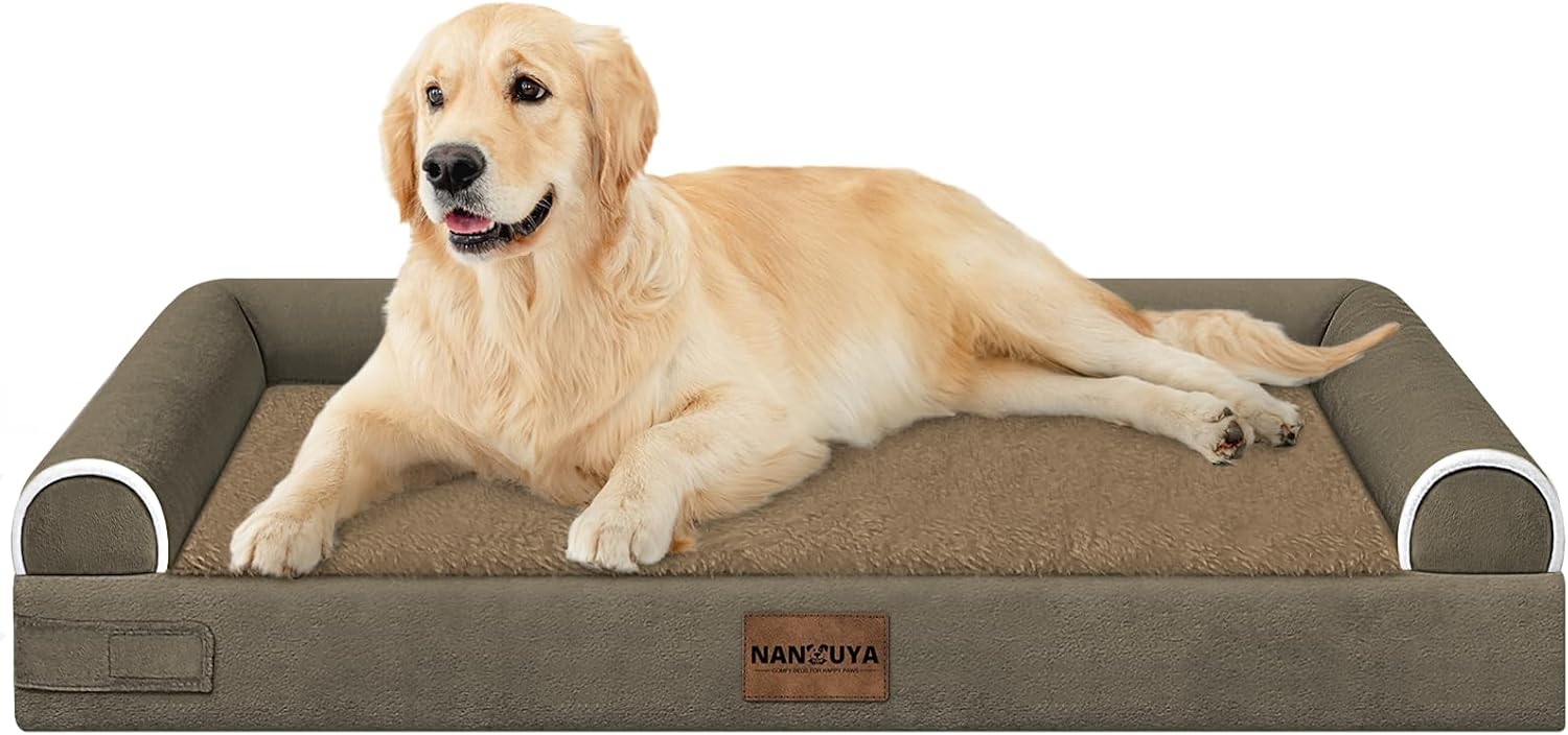 Large Dog Bed Orthopedic Washable: Beds Bolster XL Bed Large Big Dogs Memory Foam Couch Sofa Waterproof with Removable Cover