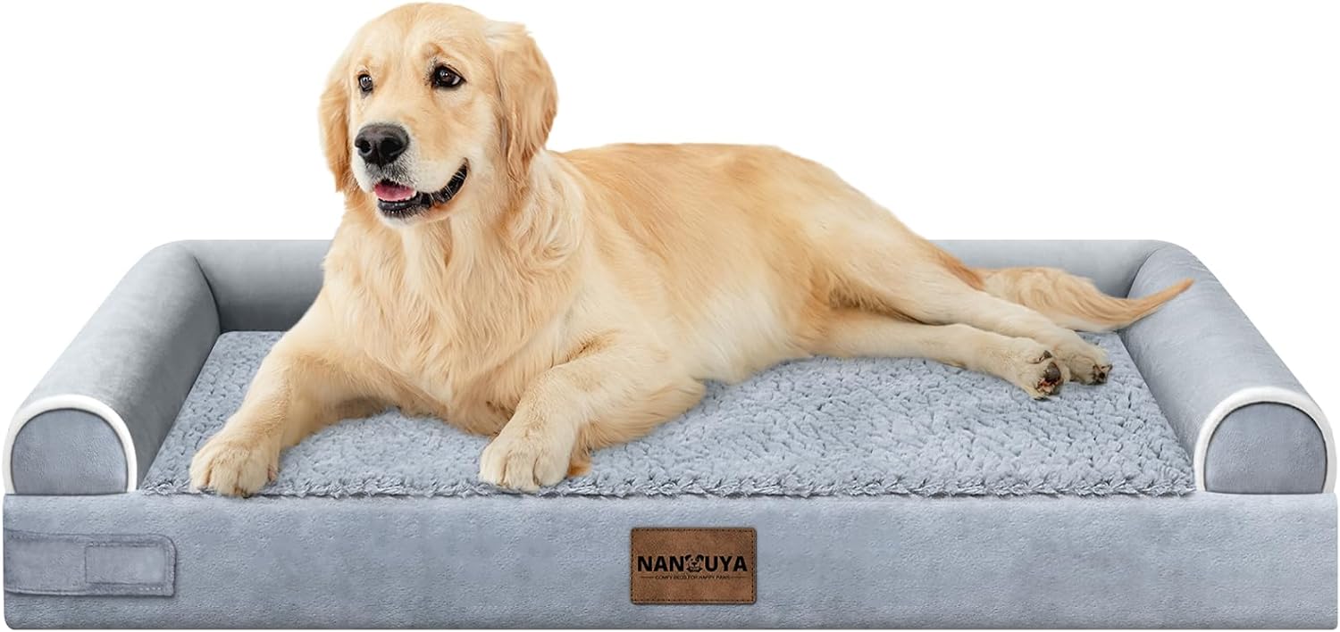 Large Dog Bed Orthopedic Washable: Beds Bolster XL Bed Large Big Dogs Memory Foam Couch Sofa Waterproof with Removable Cover