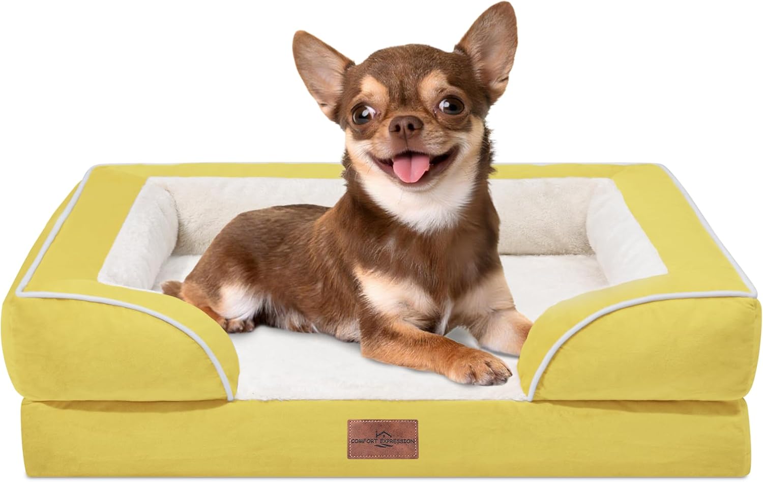 Comfort Expression Orthopedic Dog Bed for Extra Large Dogs 42x30 Inch, Waterproof Egg Crate Foam XL Pet Bed with Removable Bolsters, Dog Couch with Washable Cover & Non-Slip Bottom, Grey