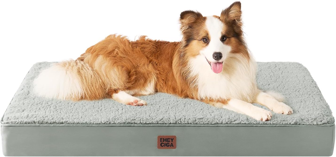 EHEYCIGA Orthopedic XL Dog Beds for Extra Large Dogs with Removable Washable Cover for Crate, Grey, 41x27