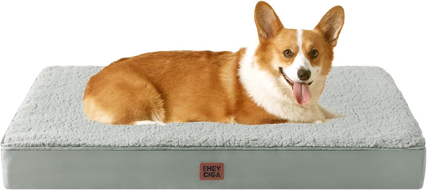 EHEYCIGA Orthopedic XL Dog Beds for Extra Large Dogs with Removable Washable Cover for Crate, Grey, 41x27