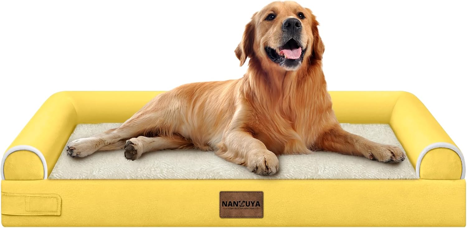 Large Dog Bed Orthopedic Washable: Beds Bolster XL Bed Large Big Dogs Memory Foam Couch Sofa Waterproof with Removable Cover