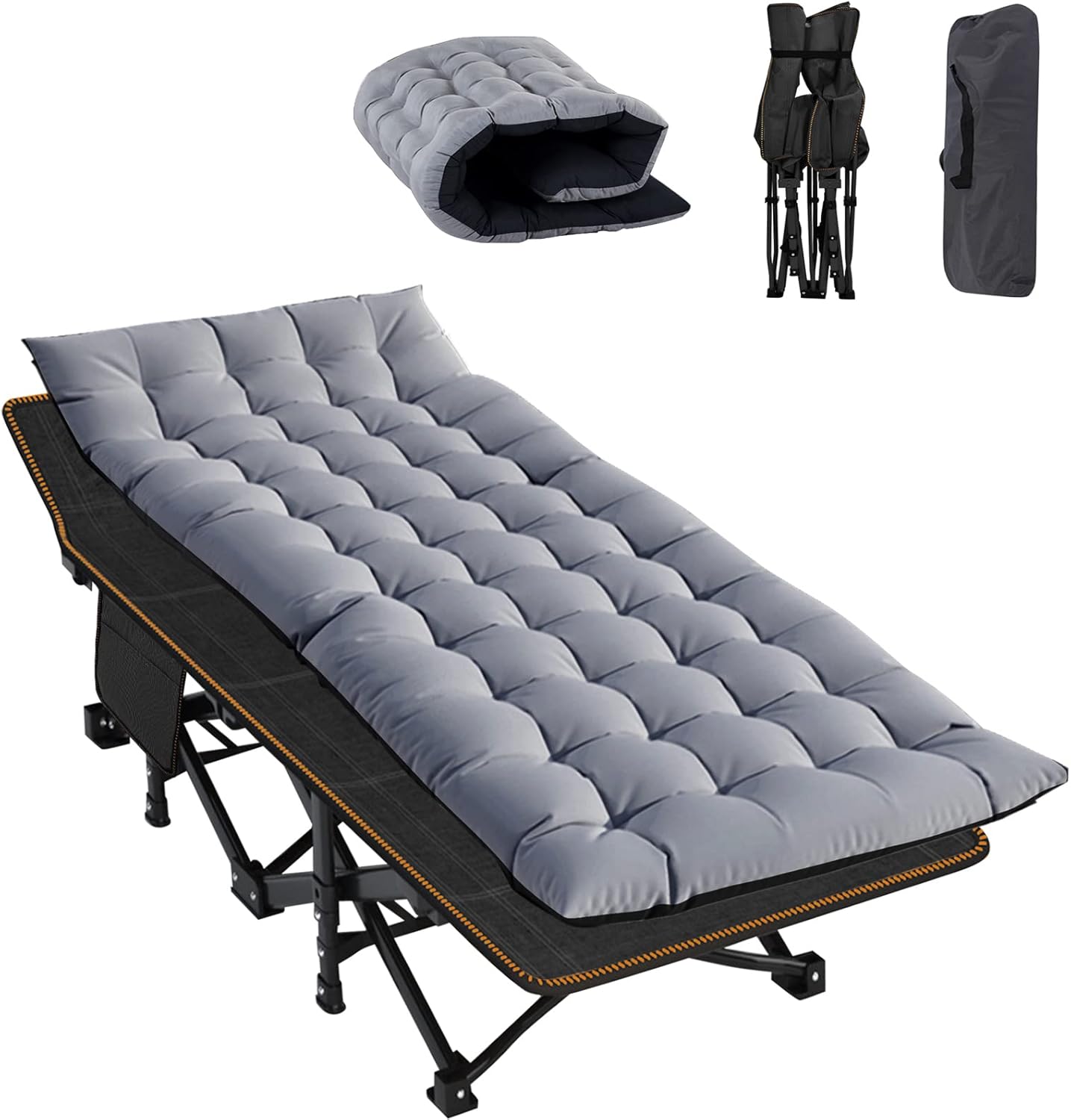 ABORON Camping Cot for Adult 28" Extra Wide, Heavy-Duty 1200D Oxford Cot for Sleeping, Portable Folding Camp Bed with Mat & Carry Bag