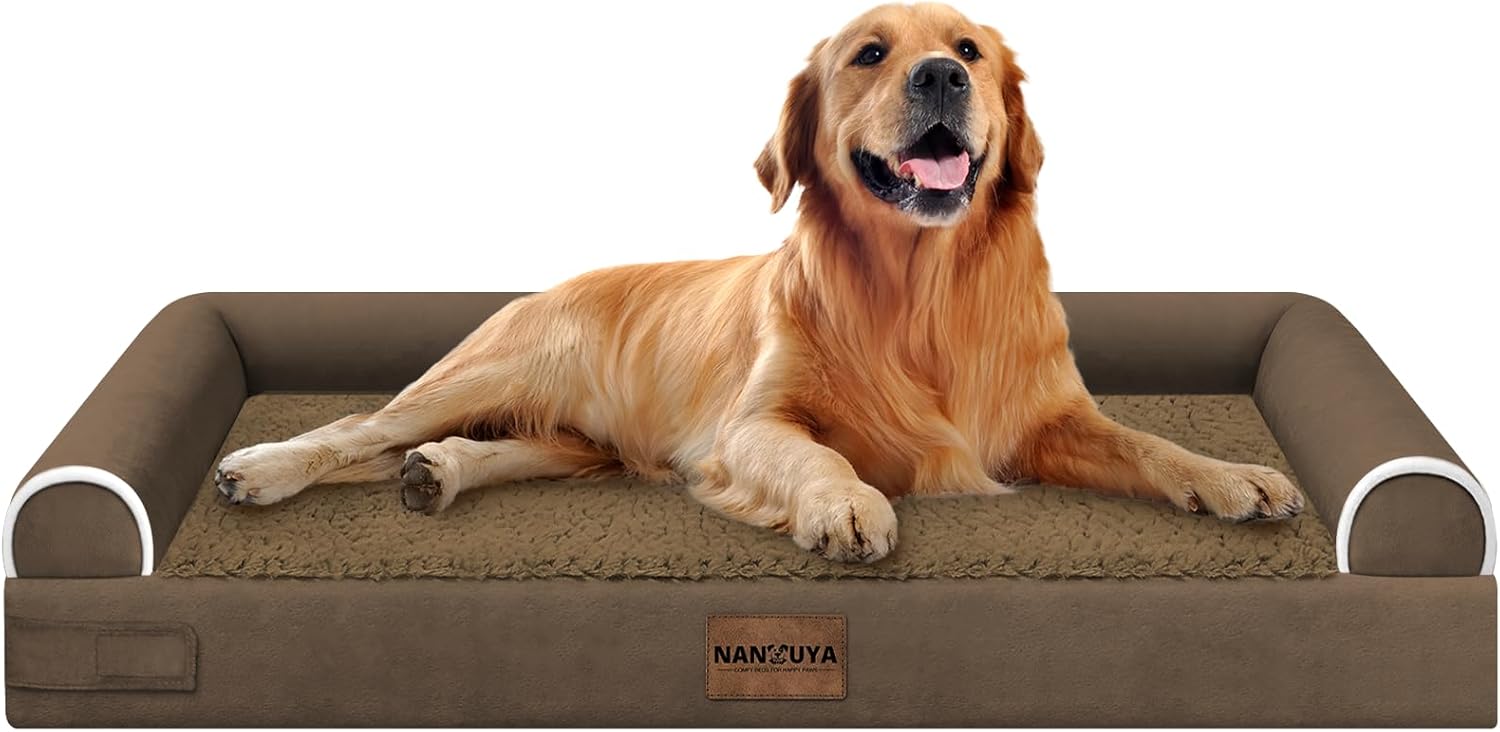 Large Dog Bed Orthopedic Washable: Beds Bolster XL Bed Large Big Dogs Memory Foam Couch Sofa Waterproof with Removable Cover
