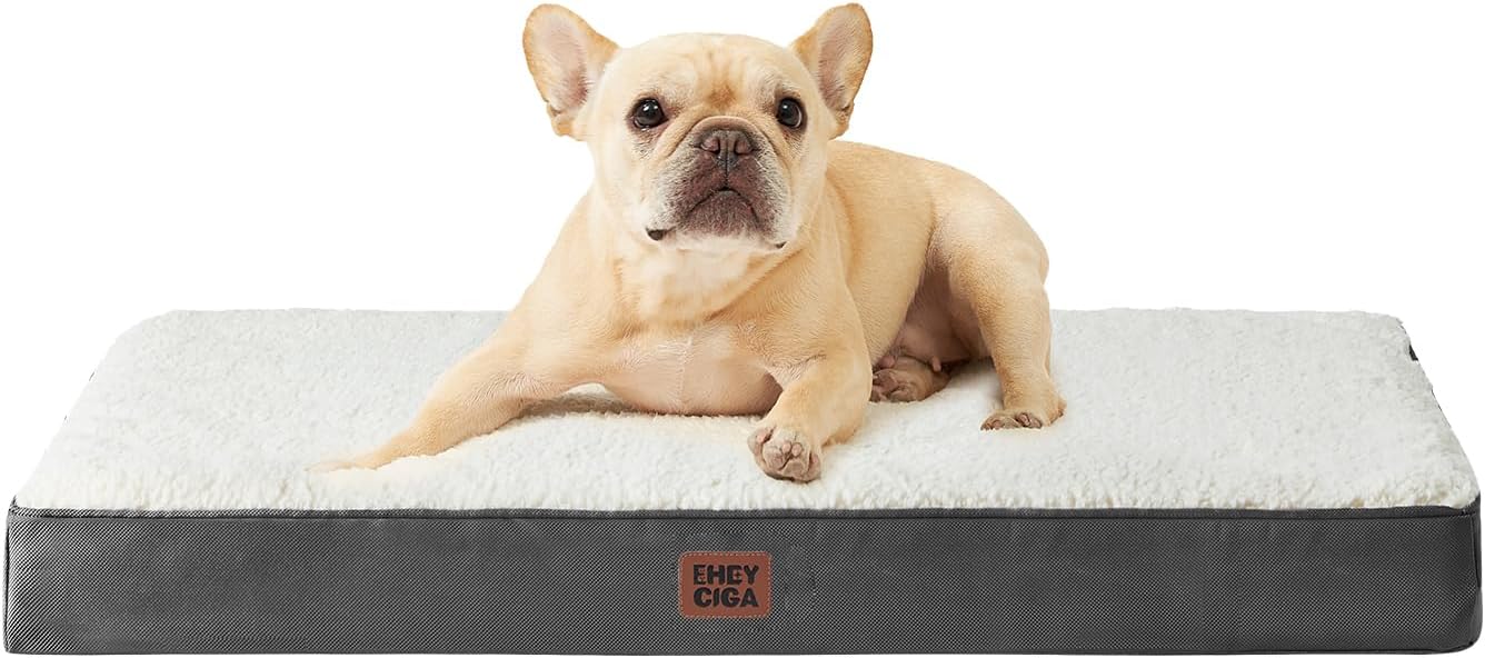 EHEYCIGA Orthopedic XL Dog Beds for Extra Large Dogs with Removable Washable Cover for Crate, Grey, 41x27