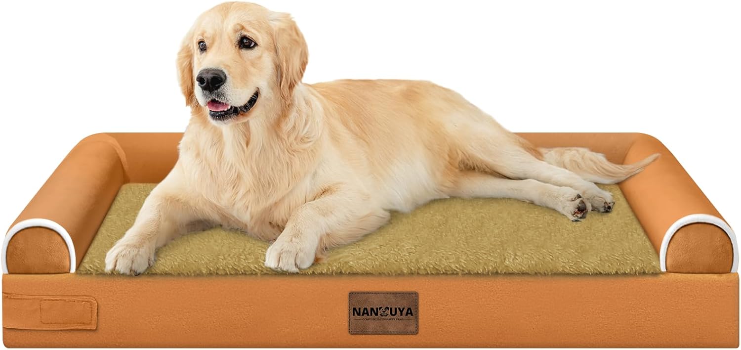 Large Dog Bed Orthopedic Washable: Beds Bolster XL Bed Large Big Dogs Memory Foam Couch Sofa Waterproof with Removable Cover