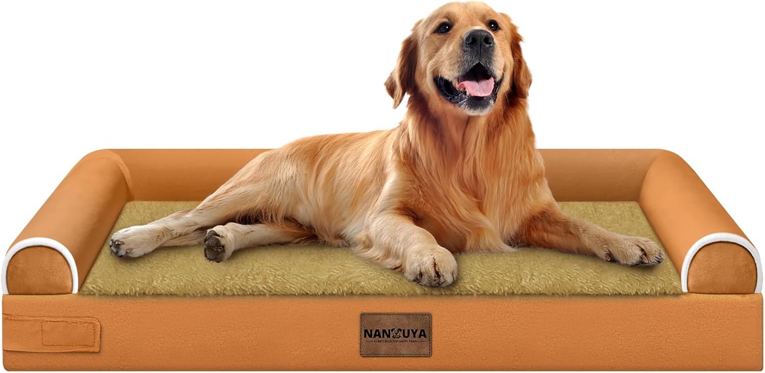 Large Dog Bed Orthopedic Washable: Beds Bolster XL Bed Large Big Dogs Memory Foam Couch Sofa Waterproof with Removable Cover