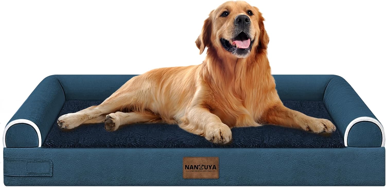 Large Dog Bed Orthopedic Washable: Beds Bolster XL Bed Large Big Dogs Memory Foam Couch Sofa Waterproof with Removable Cover