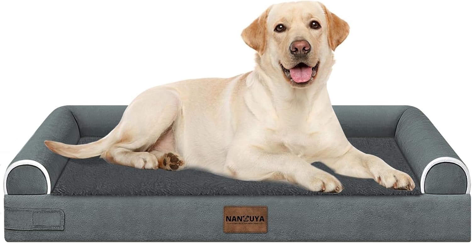 Large Dog Bed Orthopedic Washable: Beds Bolster XL Bed Large Big Dogs Memory Foam Couch Sofa Waterproof with Removable Cover
