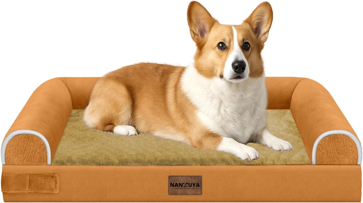 Large Dog Bed Orthopedic Washable: Beds Bolster XL Bed Large Big Dogs Memory Foam Couch Sofa Waterproof with Removable Cover