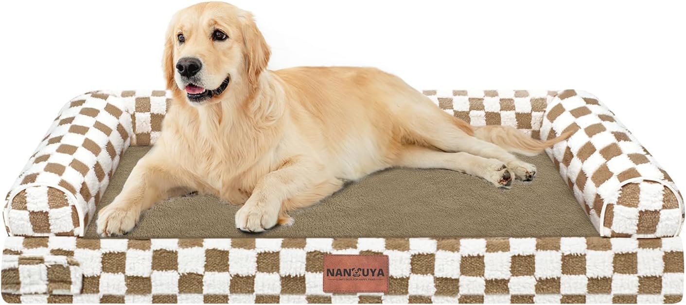 Large Dog Bed Orthopedic Washable: Beds Bolster XL Bed Large Big Dogs Memory Foam Couch Sofa Waterproof with Removable Cover
