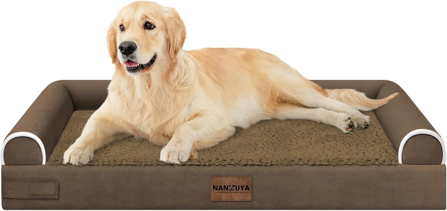 Large Dog Bed Orthopedic Washable: Beds Bolster XL Bed Large Big Dogs Memory Foam Couch Sofa Waterproof with Removable Cover