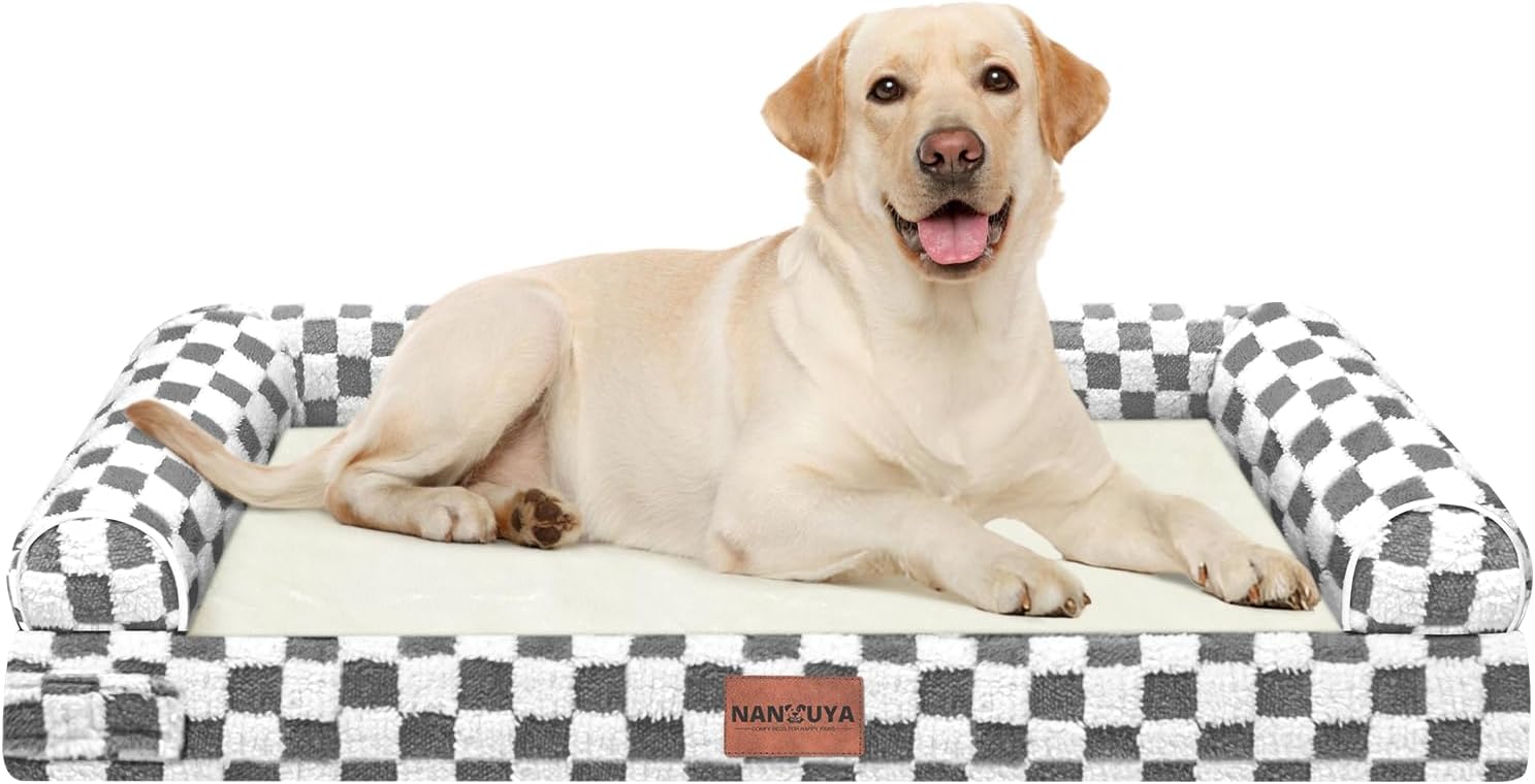 Large Dog Bed Orthopedic Washable: Beds Bolster XL Bed Large Big Dogs Memory Foam Couch Sofa Waterproof with Removable Cover