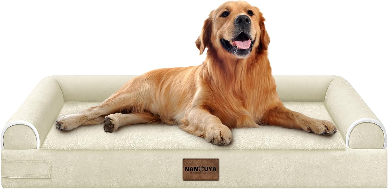 Large Dog Bed Orthopedic Washable: Beds Bolster XL Bed Large Big Dogs Memory Foam Couch Sofa Waterproof with Removable Cover