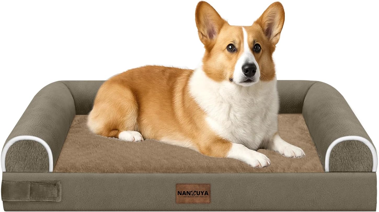 Large Dog Bed Orthopedic Washable: Beds Bolster XL Bed Large Big Dogs Memory Foam Couch Sofa Waterproof with Removable Cover