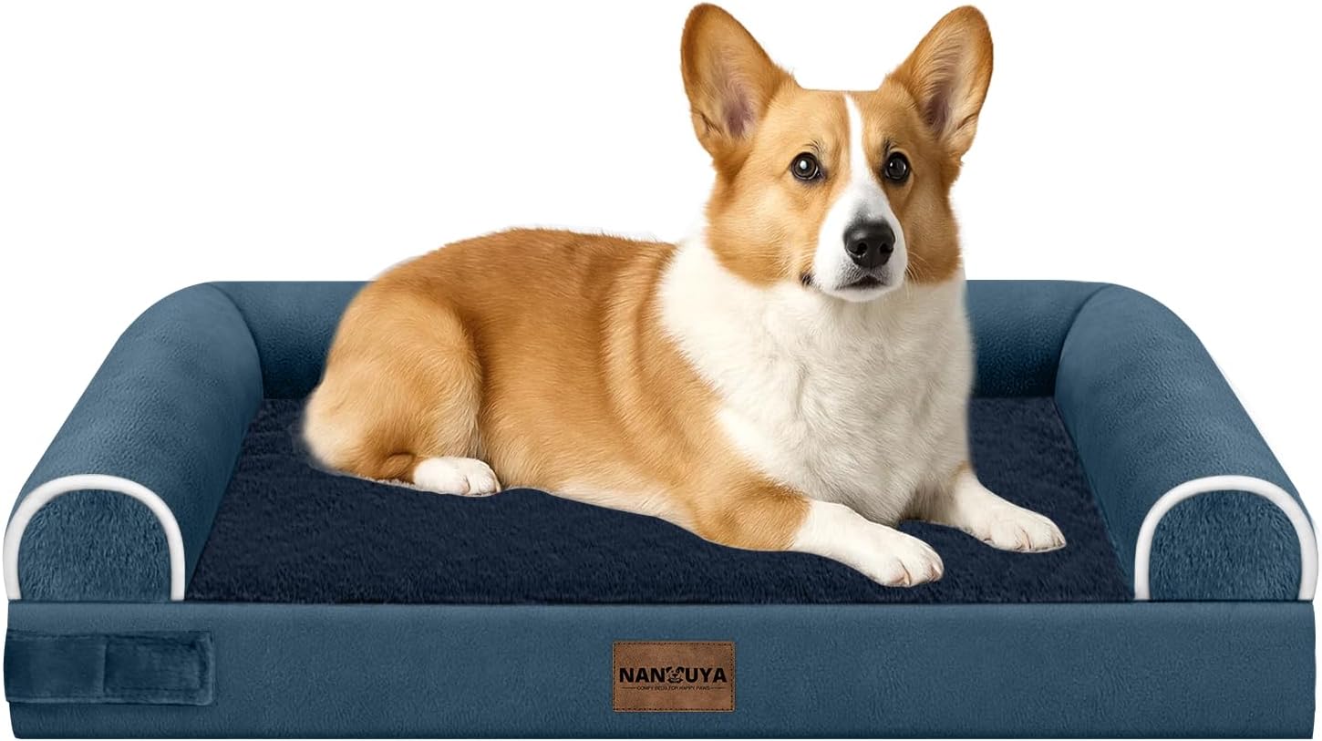 Large Dog Bed Orthopedic Washable: Beds Bolster XL Bed Large Big Dogs Memory Foam Couch Sofa Waterproof with Removable Cover