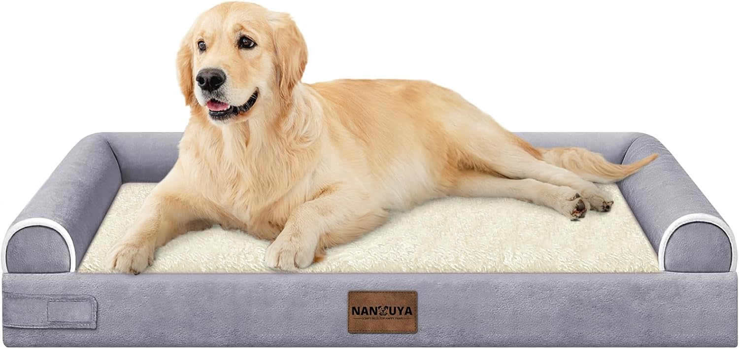 Large Dog Bed Orthopedic Washable: Beds Bolster XL Bed Large Big Dogs Memory Foam Couch Sofa Waterproof with Removable Cover