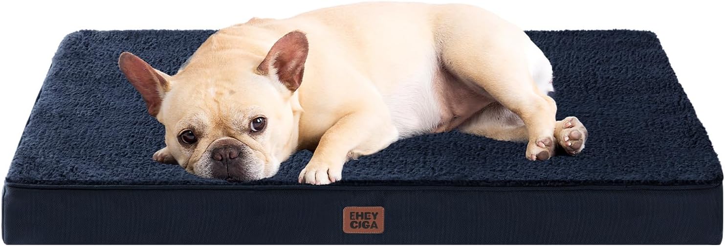 EHEYCIGA Orthopedic XL Dog Beds for Extra Large Dogs with Removable Washable Cover for Crate, Grey, 41x27
