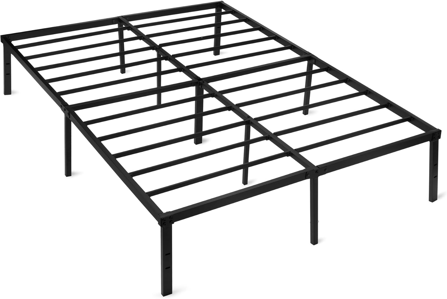 Amazon Basics Bed Frame with Storage, Foldable Metal Platform, Sturdy Steel, No Box Spring Needed, 14-inch High, Tool-Free Setup, Queen Size, Black