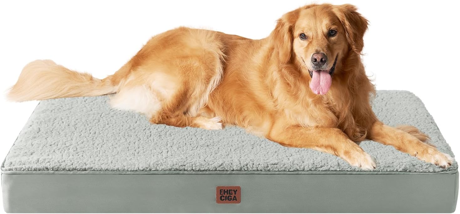 EHEYCIGA Orthopedic XL Dog Beds for Extra Large Dogs with Removable Washable Cover for Crate, Grey, 41x27
