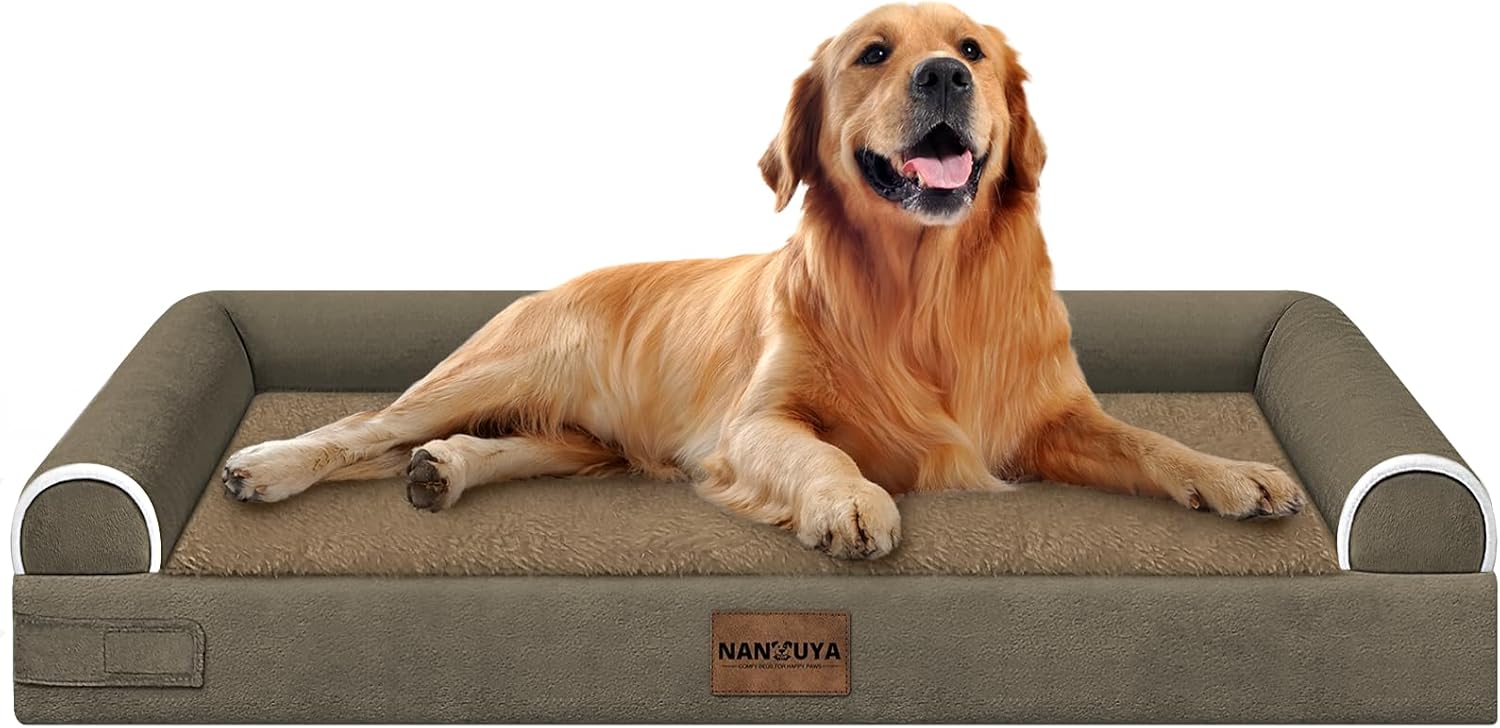 Large Dog Bed Orthopedic Washable: Beds Bolster XL Bed Large Big Dogs Memory Foam Couch Sofa Waterproof with Removable Cover