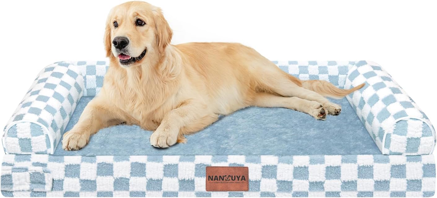 Large Dog Bed Orthopedic Washable: Beds Bolster XL Bed Large Big Dogs Memory Foam Couch Sofa Waterproof with Removable Cover