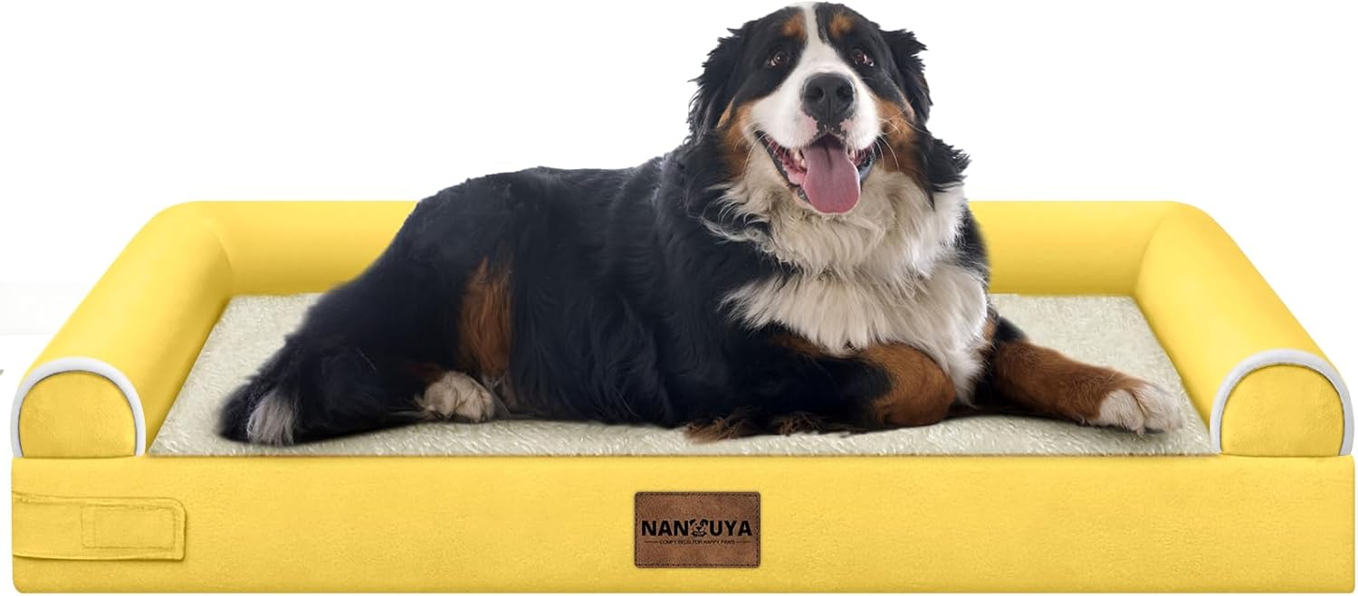 Large Dog Bed Orthopedic Washable: Beds Bolster XL Bed Large Big Dogs Memory Foam Couch Sofa Waterproof with Removable Cover
