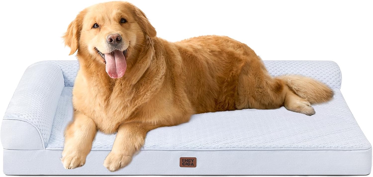 EHEYCIGA Orthopedic Dog Bed Medium Size Dogs, Memory Foam Dog Bed with Washable Removable Cover, Waterproof Pet Sofa Couch for Crate with Nonskid Bottom, 30x20x6, Grey