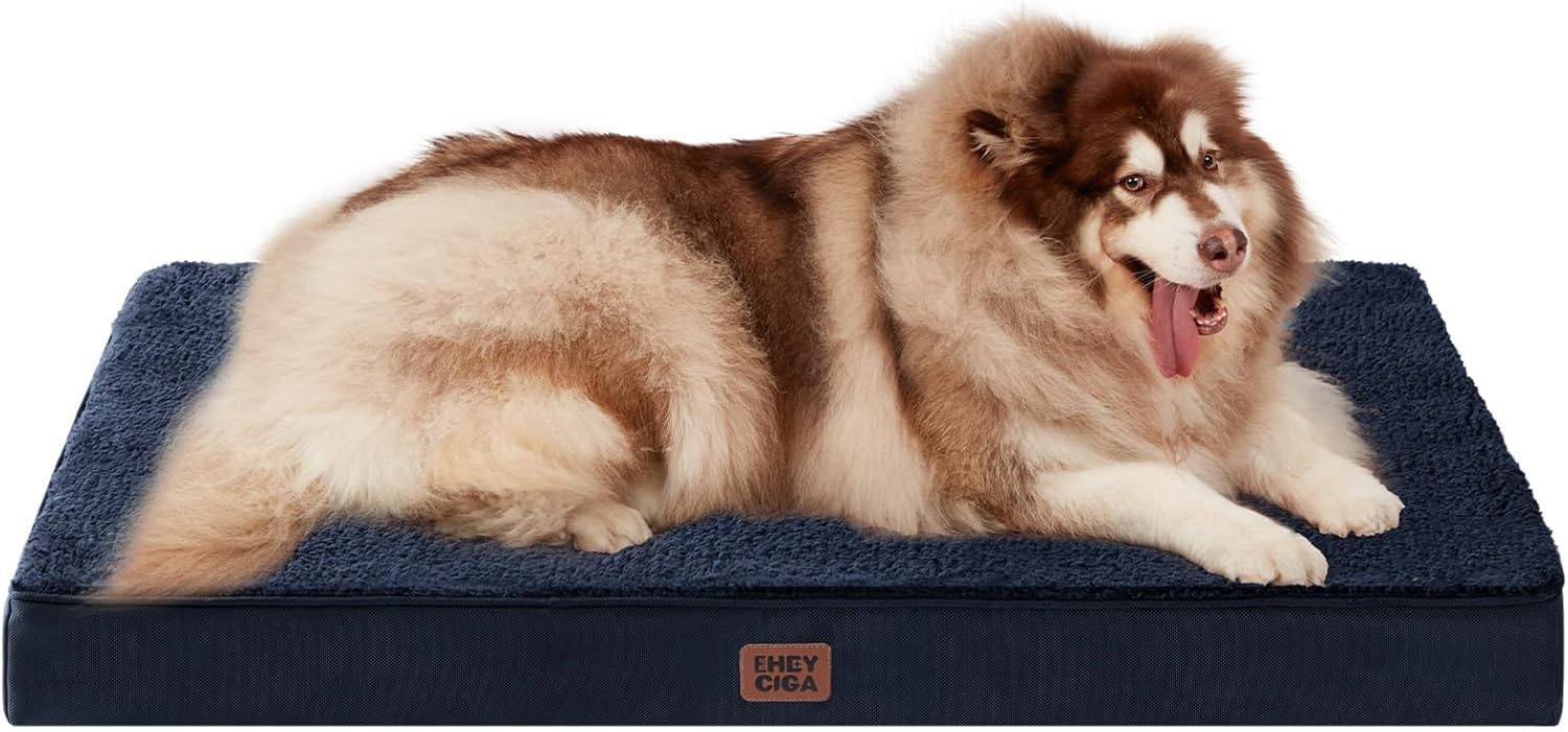 EHEYCIGA Orthopedic XL Dog Beds for Extra Large Dogs with Removable Washable Cover for Crate, Grey, 41x27