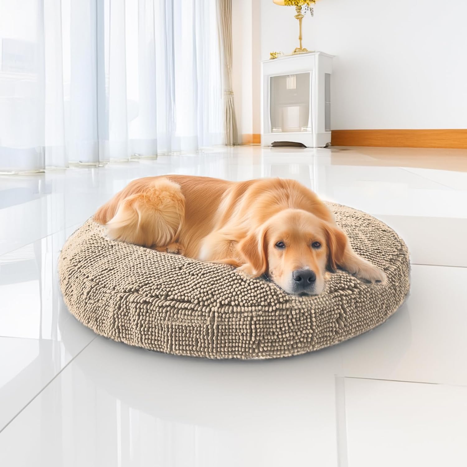 Muddy Mat®Cloud K-9 Bed for Dogs & Cats, Soft & Relaxing Donut Dog Bed, Chenille Material, Removable Cover, Washable & Dryer Safe–Navy Blue Medium(35'x35')