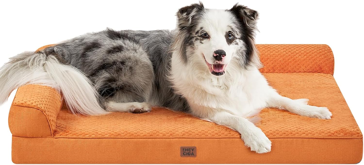 EHEYCIGA Orthopedic Dog Bed Medium Size Dogs, Memory Foam Dog Bed with Washable Removable Cover, Waterproof Pet Sofa Couch for Crate with Nonskid Bottom, 30x20x6, Grey