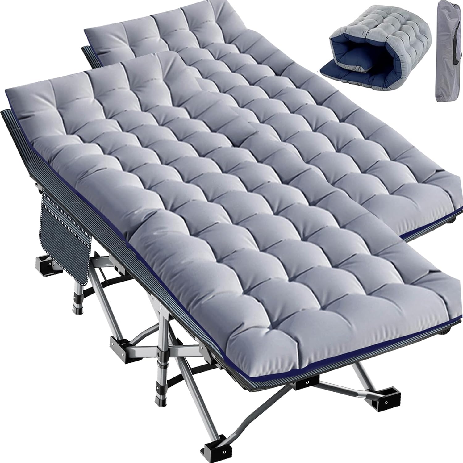 Slsy Folding Camping Cot for Adults with Pad, Padded Portable Sleeping Cots, Camp Bed with Carry Bag for Outdoor Travel, Beach, Hiking