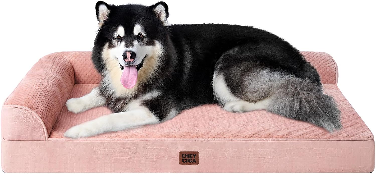 EHEYCIGA Orthopedic Dog Bed Medium Size Dogs, Memory Foam Dog Bed with Washable Removable Cover, Waterproof Pet Sofa Couch for Crate with Nonskid Bottom, 30x20x6, Grey
