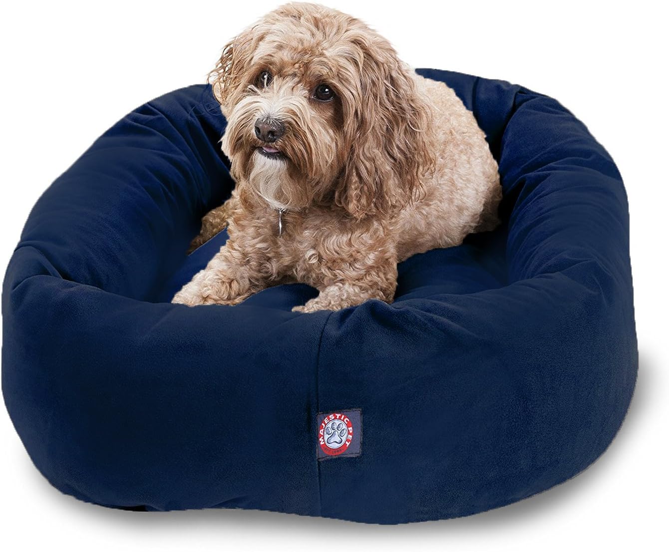 Majestic Pet 52 Inch Suede Calming Dog Bed Washable 52x35x11 (Inch) – Cozy Soft Round Donut Dog Bed with Spine Support for Dogs to Rest Their Head - Pet Bed X- Large – Sage